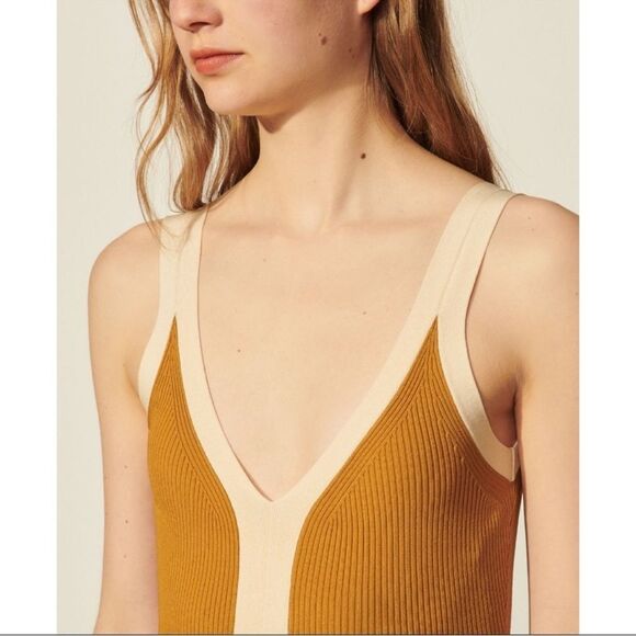 Sandro Trim Knitted Bodysuit In Ocre Xsmall 
NWOT - Picture 3 of 9